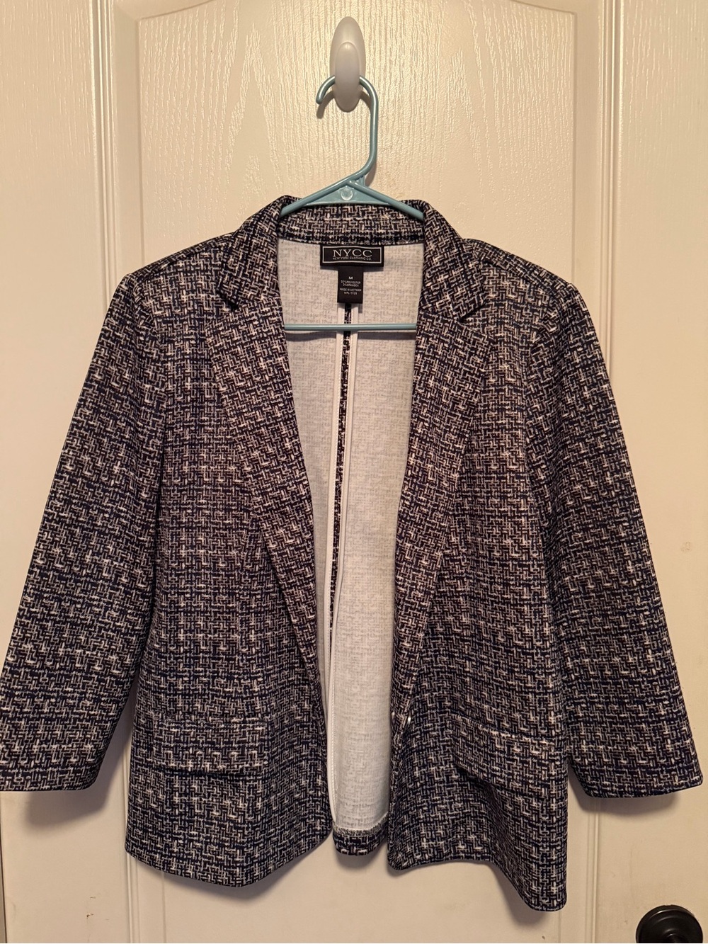 NYC Black, Blue and White Open-Front Blazer